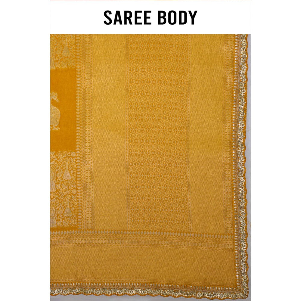 Aparnaa Sunlit Yellow Dola Khadi Saree with Unstitched Blouse