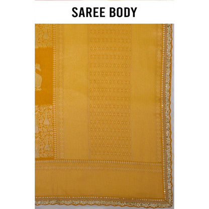 Aparnaa Sunlit Yellow Dola Khadi Saree with Unstitched Blouse