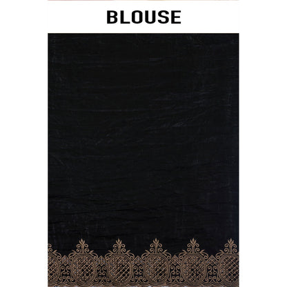 Aparnaa Black Fancy Crush Multicolor Floral Embroidered and Unstitched Blouse