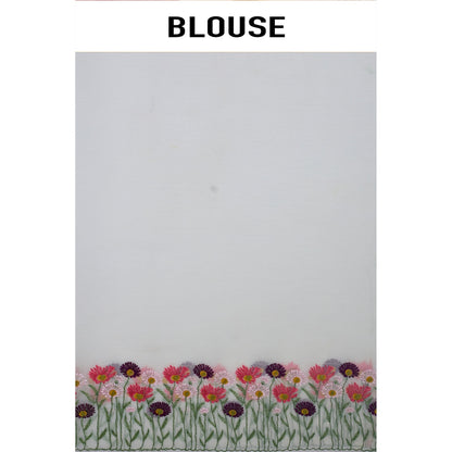 Aparnaa White Crush Floral Embroidered and Unstitched Blouse