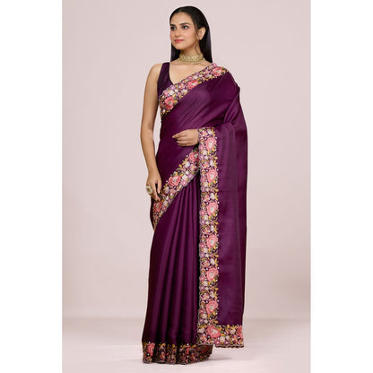 Aparnaa Tussar Silk Vibrant Embroidered Saree and Unstitched Blouse