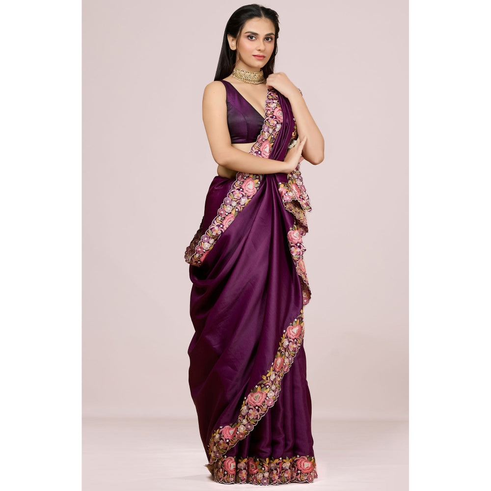 Aparnaa Tussar Silk Vibrant Embroidered Saree and Unstitched Blouse