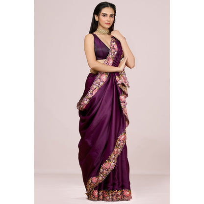 Aparnaa Tussar Silk Vibrant Embroidered Saree and Unstitched Blouse