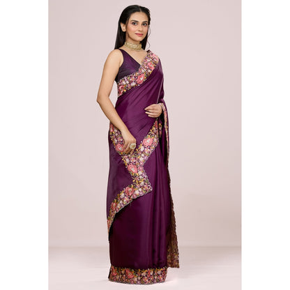 Aparnaa Tussar Silk Vibrant Embroidered Saree and Unstitched Blouse