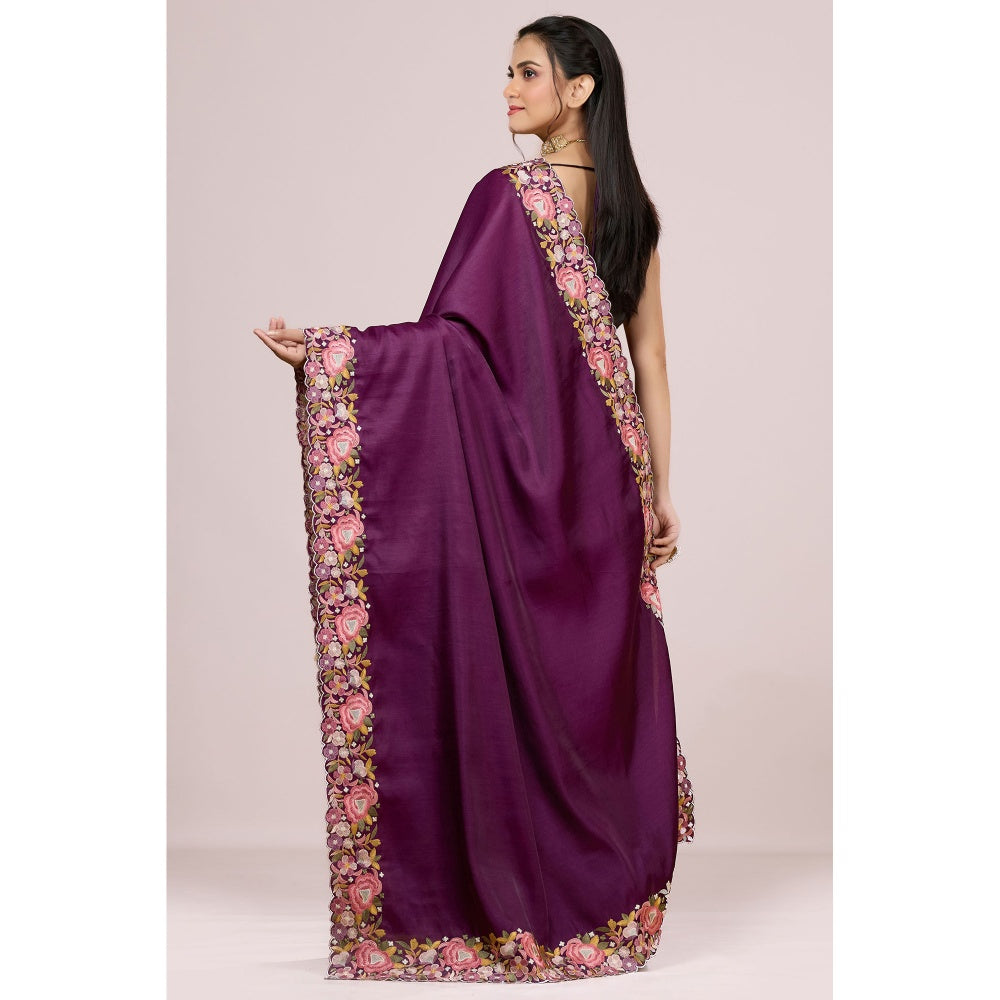 Aparnaa Tussar Silk Vibrant Embroidered Saree and Unstitched Blouse