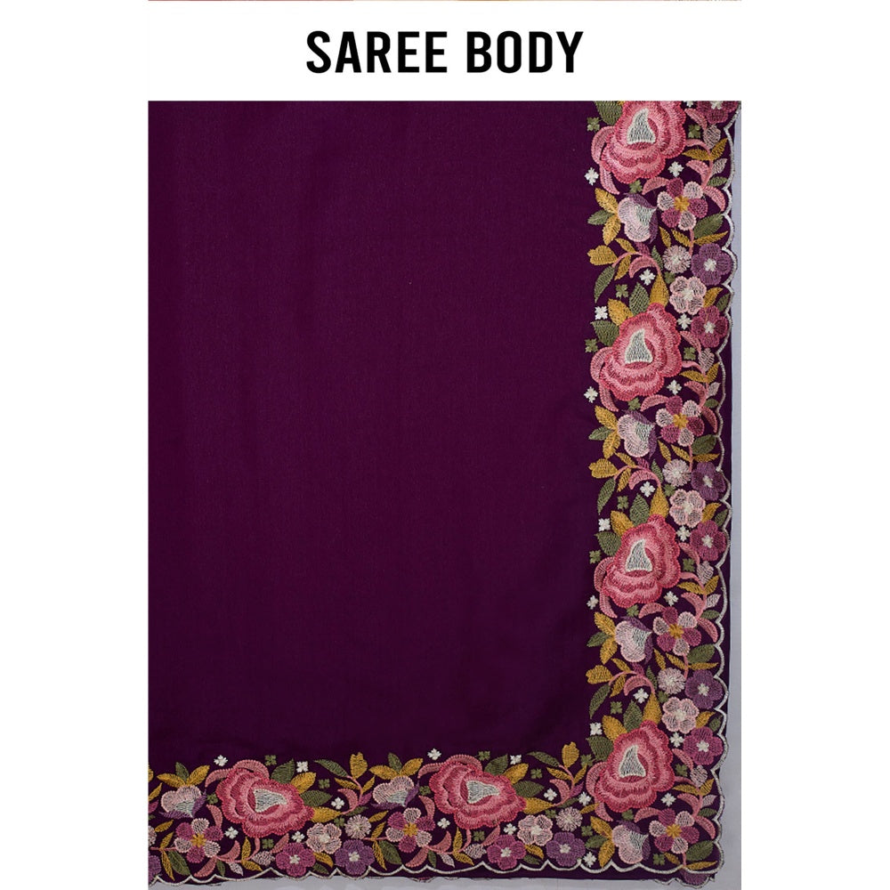 Aparnaa Tussar Silk Vibrant Embroidered Saree and Unstitched Blouse