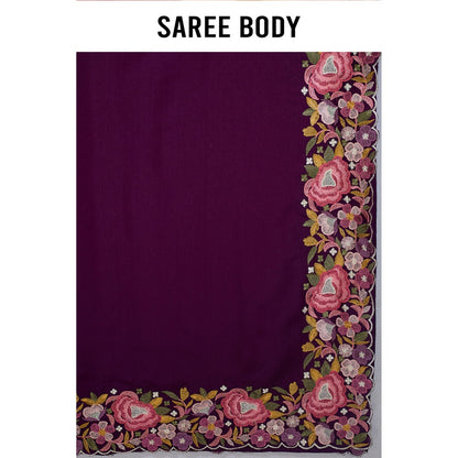 Aparnaa Tussar Silk Vibrant Embroidered Saree and Unstitched Blouse