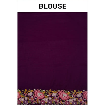 Aparnaa Tussar Silk Vibrant Embroidered Saree and Unstitched Blouse