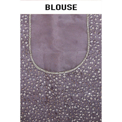 Aparnaa Lavender Paper Silk Handwork Border Saree and Unstitched Blouse