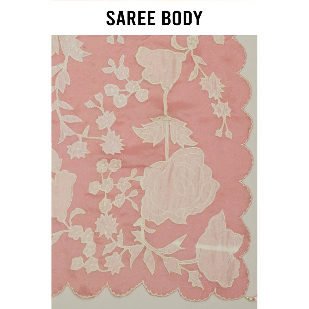 Aparnaa Elegant Blush Pink Tissue Saree with Unstitched Blouse
