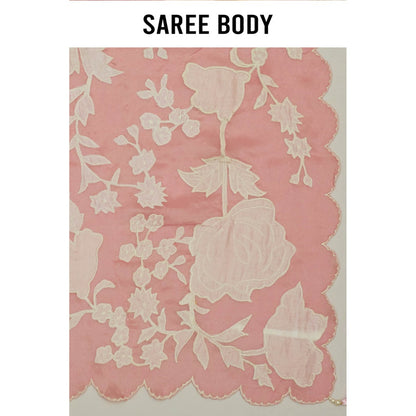 Aparnaa Elegant Blush Pink Tissue Saree with Unstitched Blouse