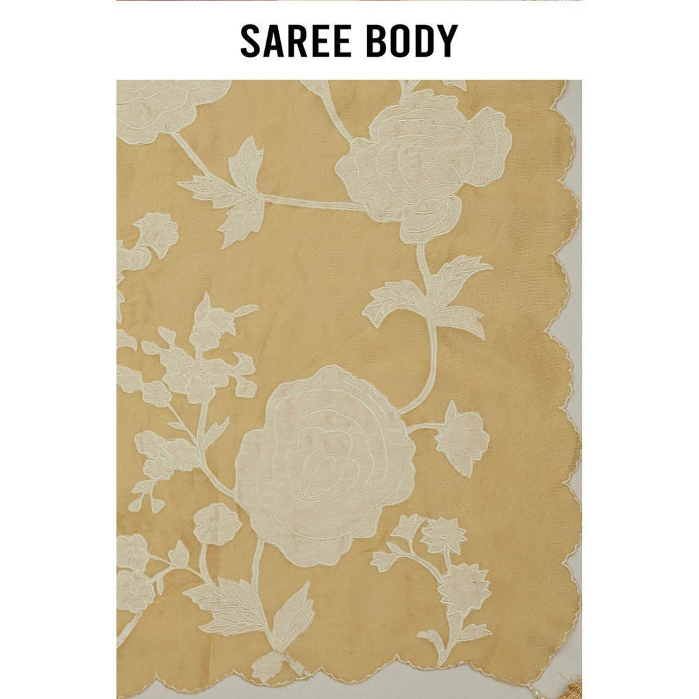 Aparnaa Elegant Beige Tissue Saree with Unstitched Blouse