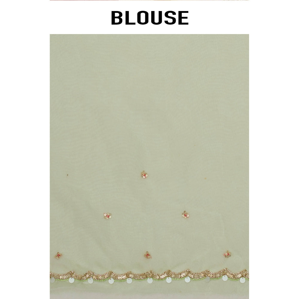 Aparnaa Pastel Green Organza Saree with Unstitched Blouse