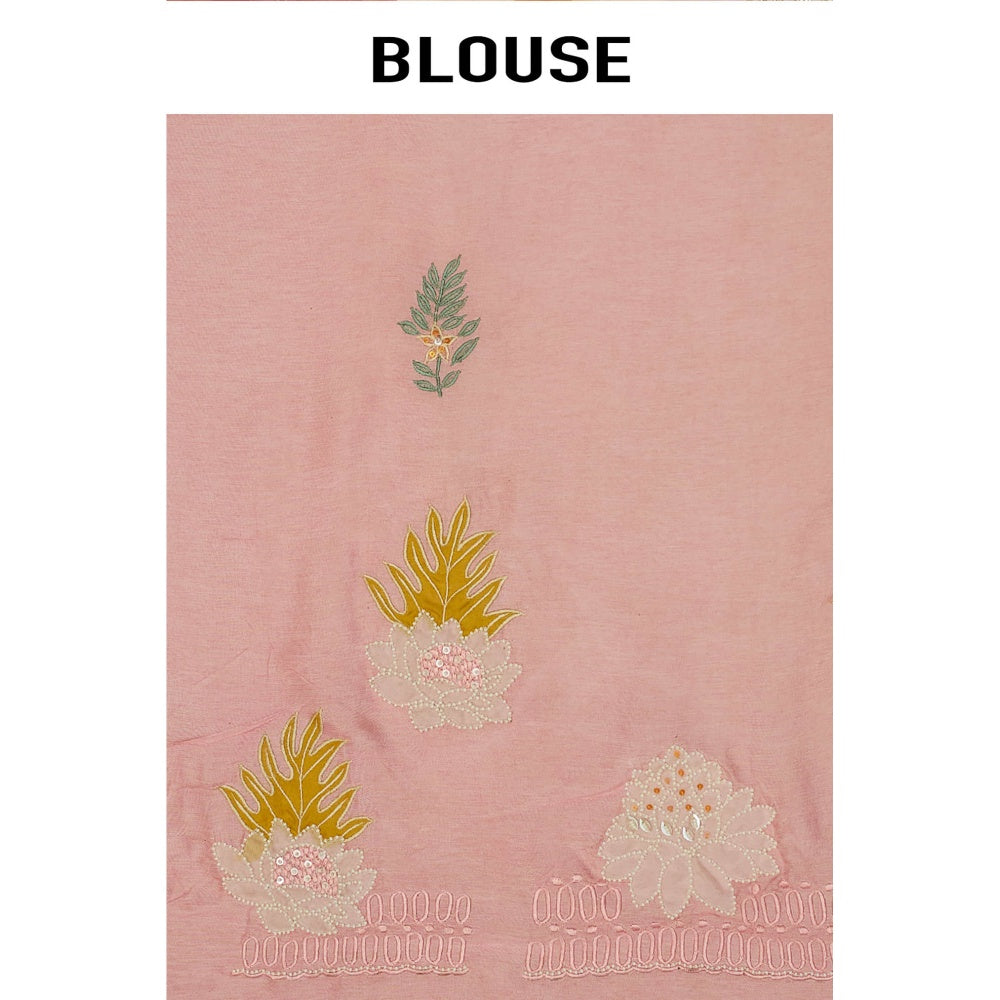 Aparnaa Pastel Pink Pure Organza Saree with Unstitched Blouse