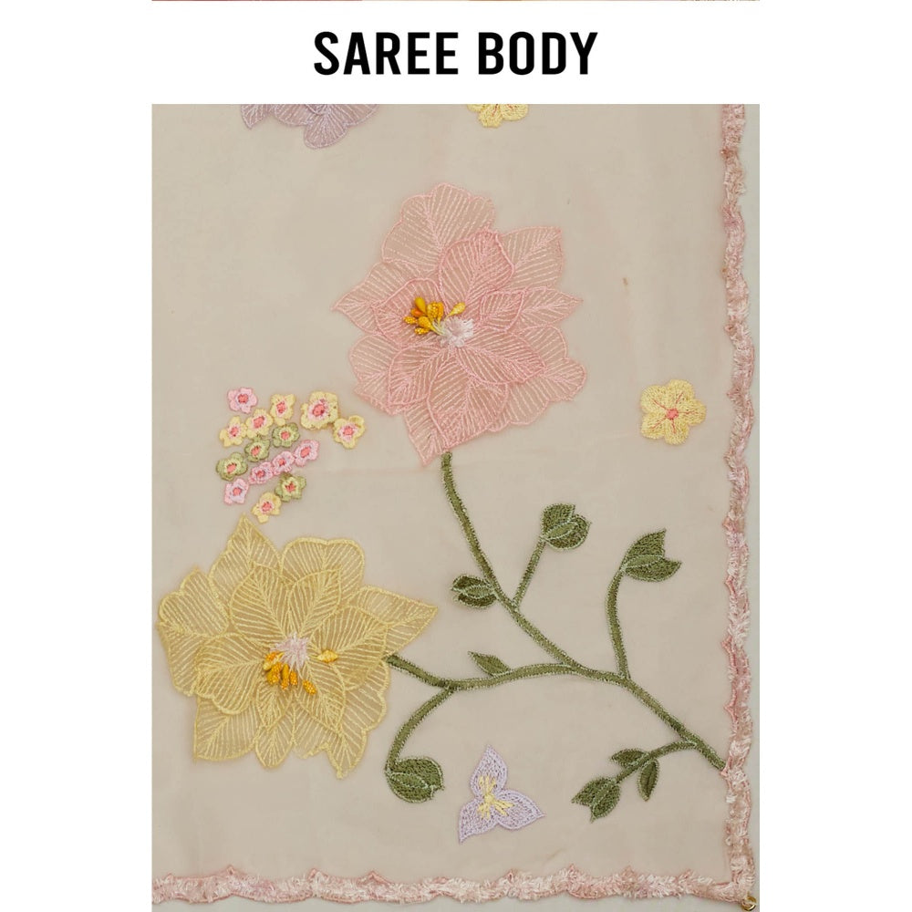 Aparnaa Pastel Pink Pure Organza Saree with Unstitched Blouse