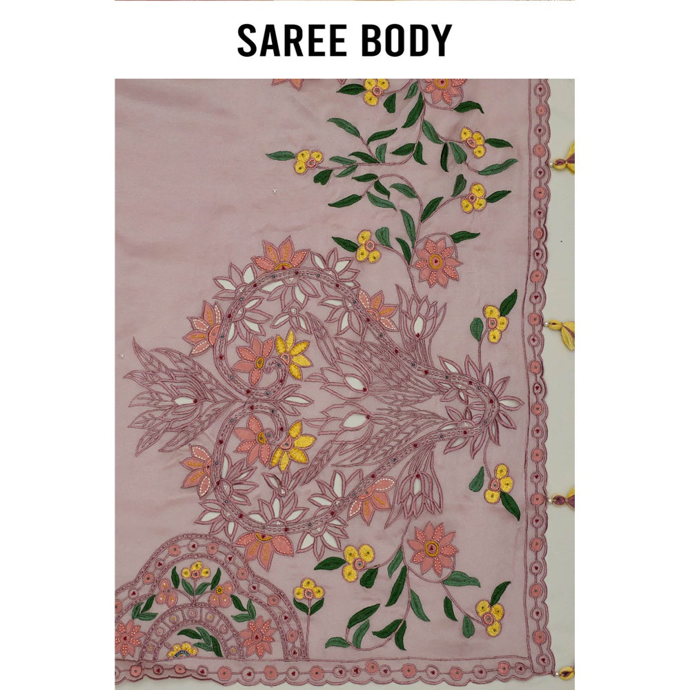 Aparnaa Lavender Tissue Saree with Unstitched Blouse