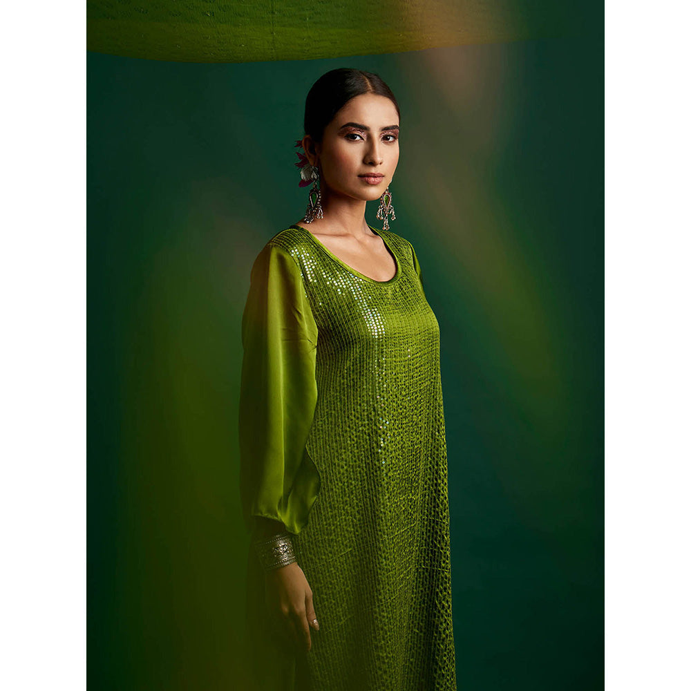 Apeksha Jain Label Olive Kurta with Pant and Dupatta (Set of 3)