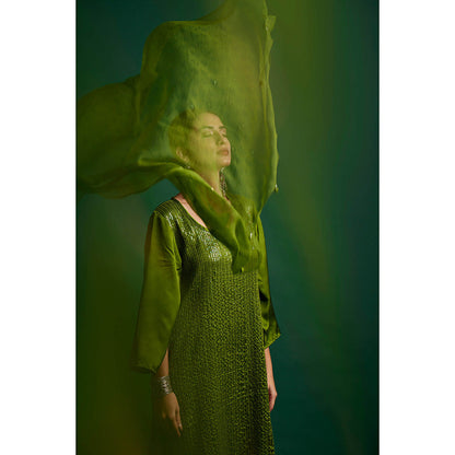 Apeksha Jain Label Olive Kurta with Pant and Dupatta (Set of 3)