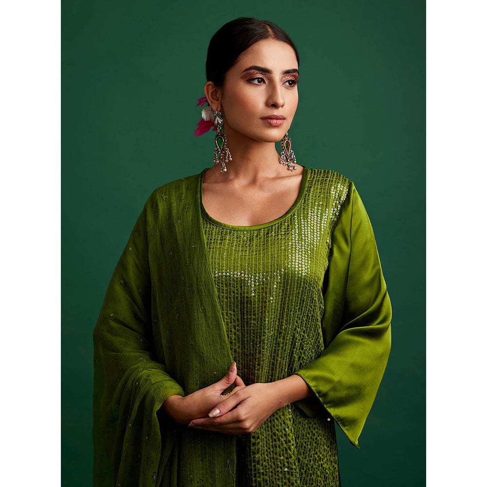 Apeksha Jain Label Olive Kurta with Pant and Dupatta (Set of 3)