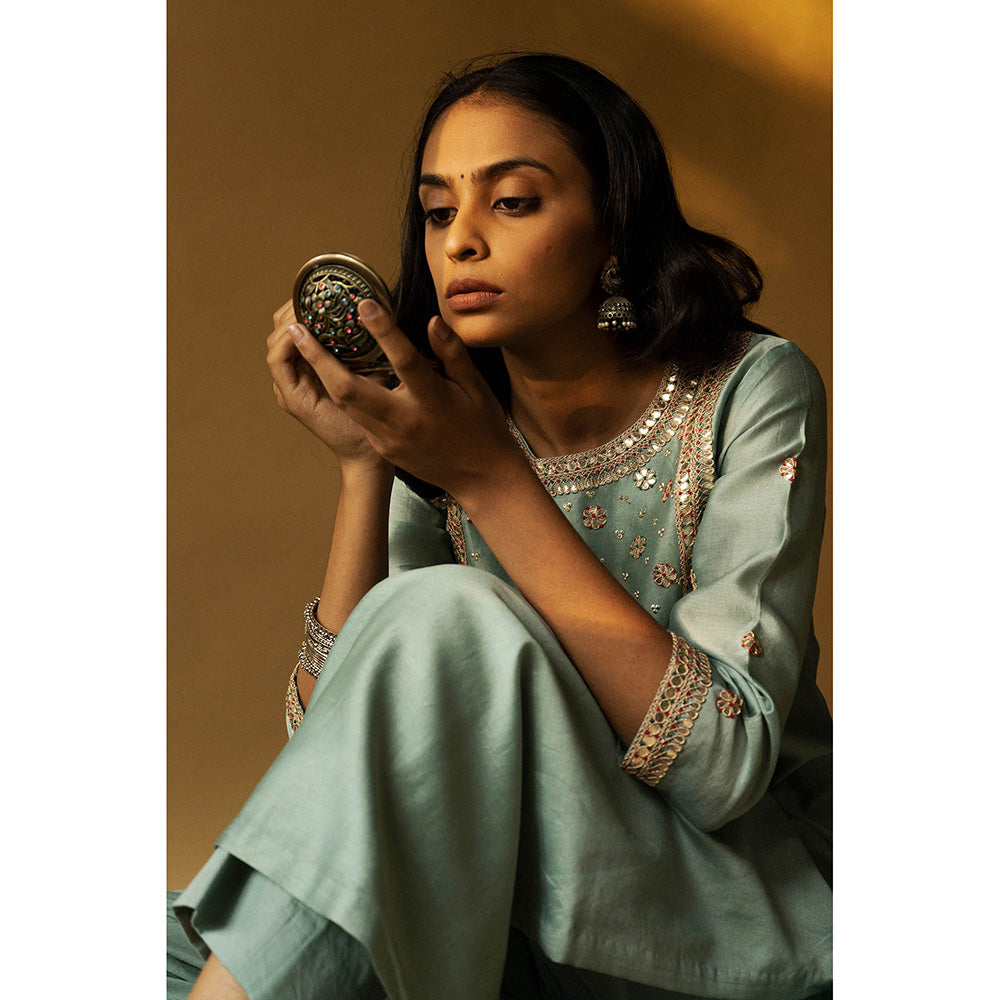 Apeksha Jain Label Blue Kurta with Pant and Dupatta (Set of 3)