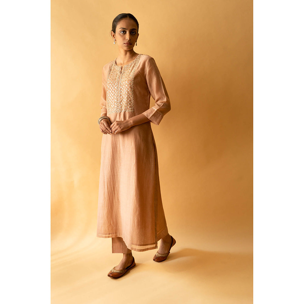 Apeksha Jain Label Peach Kurta with Pant and Dupatta (Set of 3)