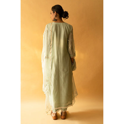 Apeksha Jain Label Ice Green Kurta with Pant and Dupatta (Set of 3)