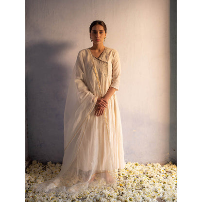 Apeksha Jain Label Off White Angarkha with Pant and Dupatta (Set of 3)
