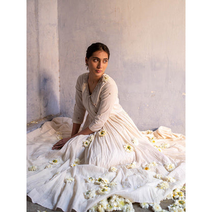 Apeksha Jain Label Off White Angarkha with Pant and Dupatta (Set of 3)