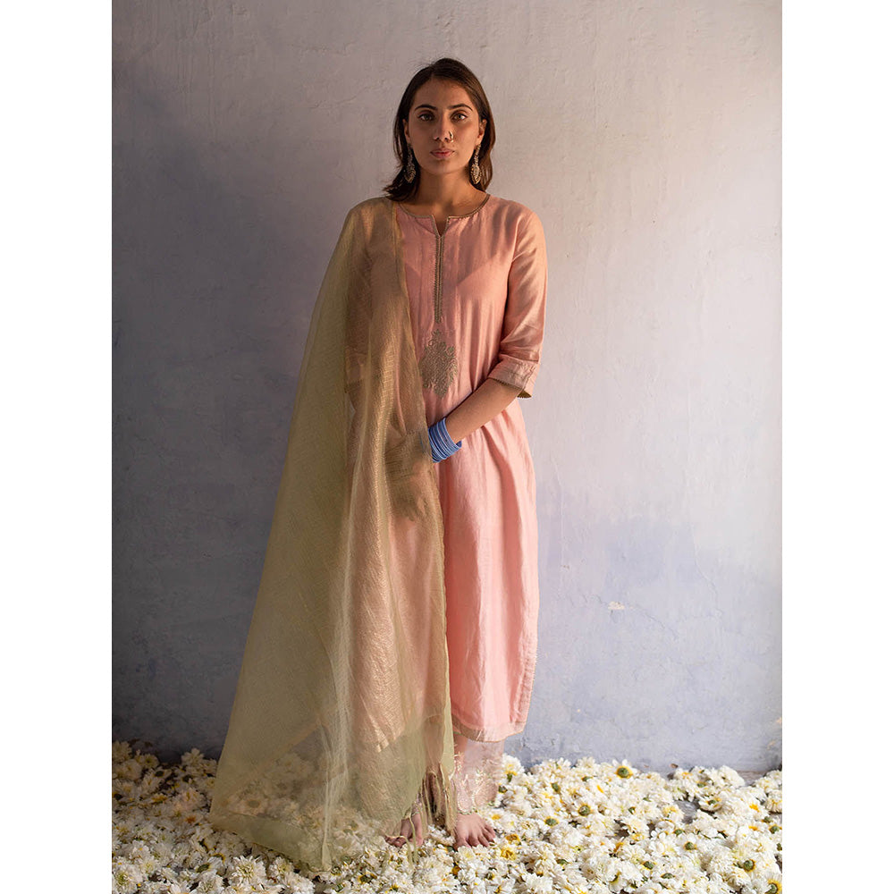 Apeksha Jain Label Powder Pink Anarkali with Pant and Dupatta (Set of 3)