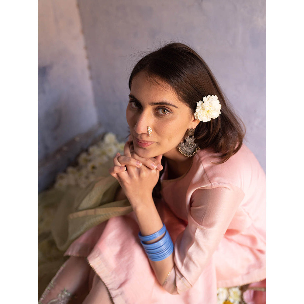 Apeksha Jain Label Powder Pink Anarkali with Pant and Dupatta (Set of 3)