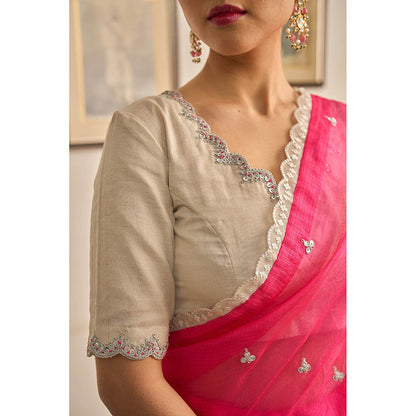 Apeksha Jain Label Pink Gul Saree with Stitched Blouse