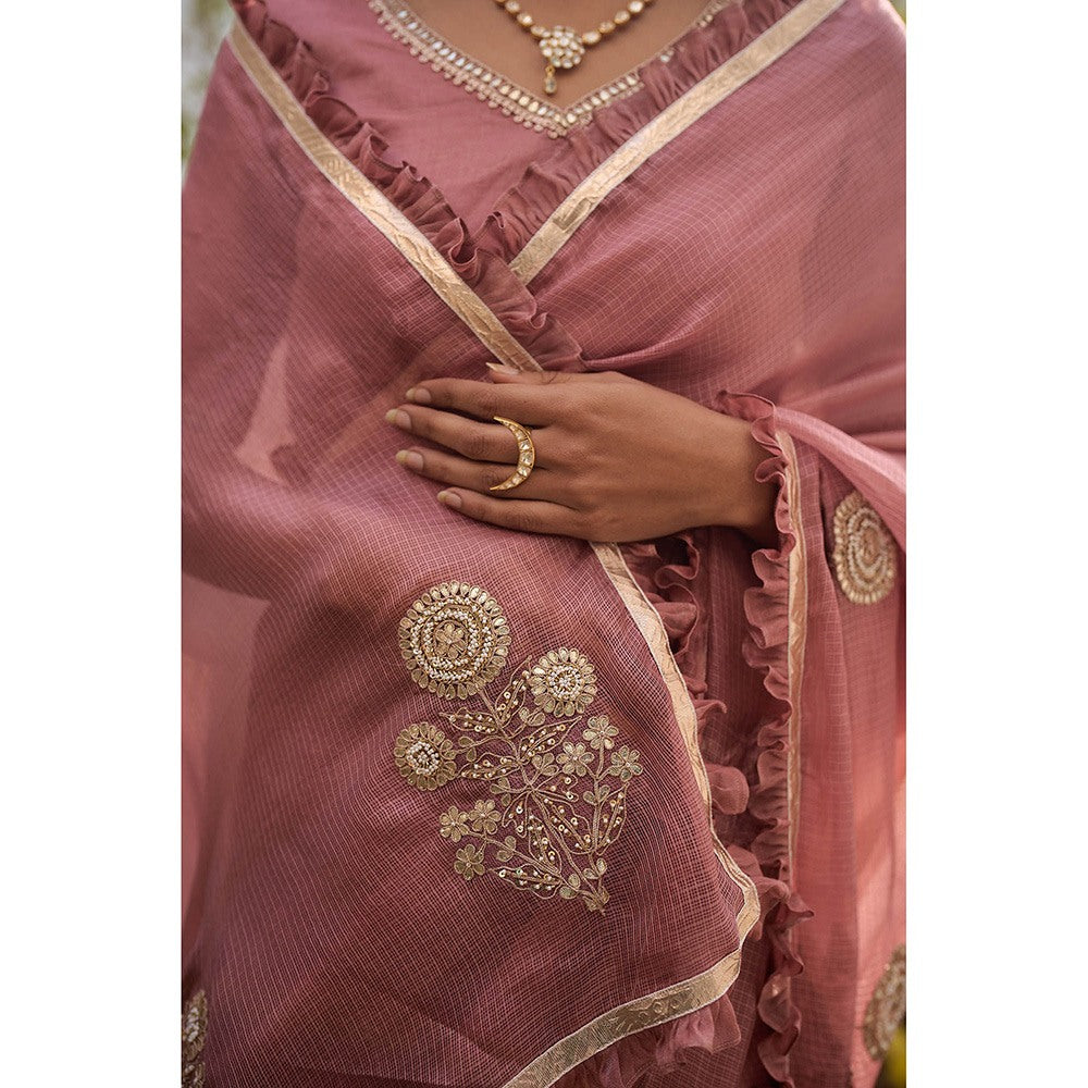Apeksha Jain Label Mauve Kasturi Woven Saree with Stitched Blouse