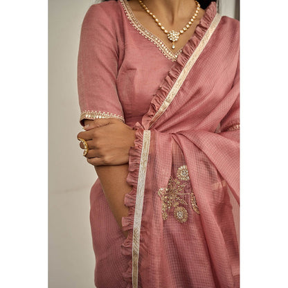 Apeksha Jain Label Mauve Kasturi Woven Saree with Stitched Blouse