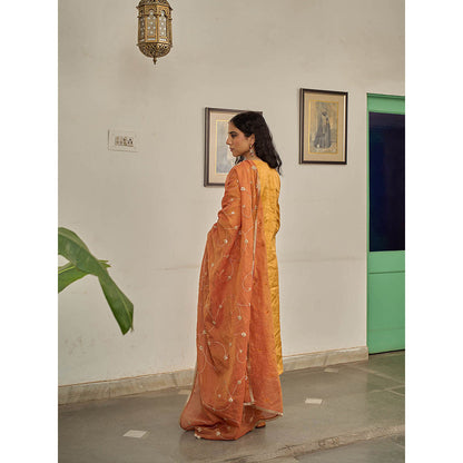 Apeksha Jain Label Sabha Mustard Kurta with Pant and Dupatta (Set of 3)