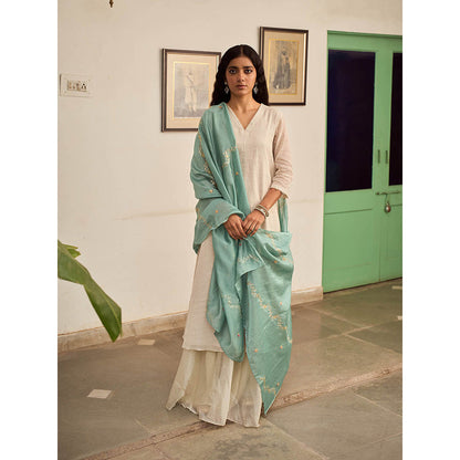 Apeksha Jain Label Off White Kurta with Sharara and Dupatta (Set of 3)