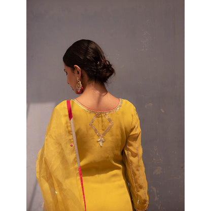 Apeksha Jain Label Yellow Kurta with Pant and Dupatta (Set of 3)