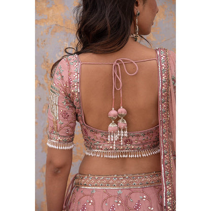 Apeksha Jain Label Onion Pink Lehenga with Blouse and Dupatta (Set of 3)