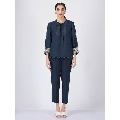 ARCVSH by Pallavi Singh Sunflower Top with Pants & Slip (Set of 3)