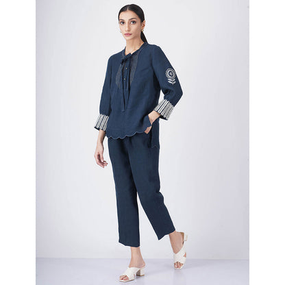 ARCVSH by Pallavi Singh Sunflower Top with Pants & Slip (Set of 3)