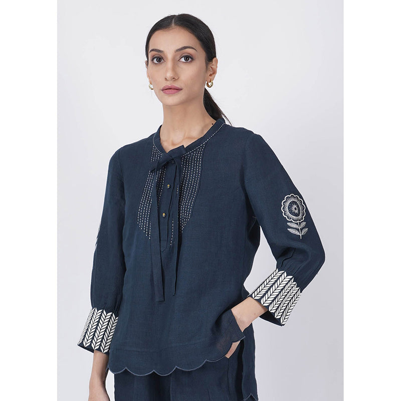 ARCVSH by Pallavi Singh Sunflower Top with Pants & Slip (Set of 3)