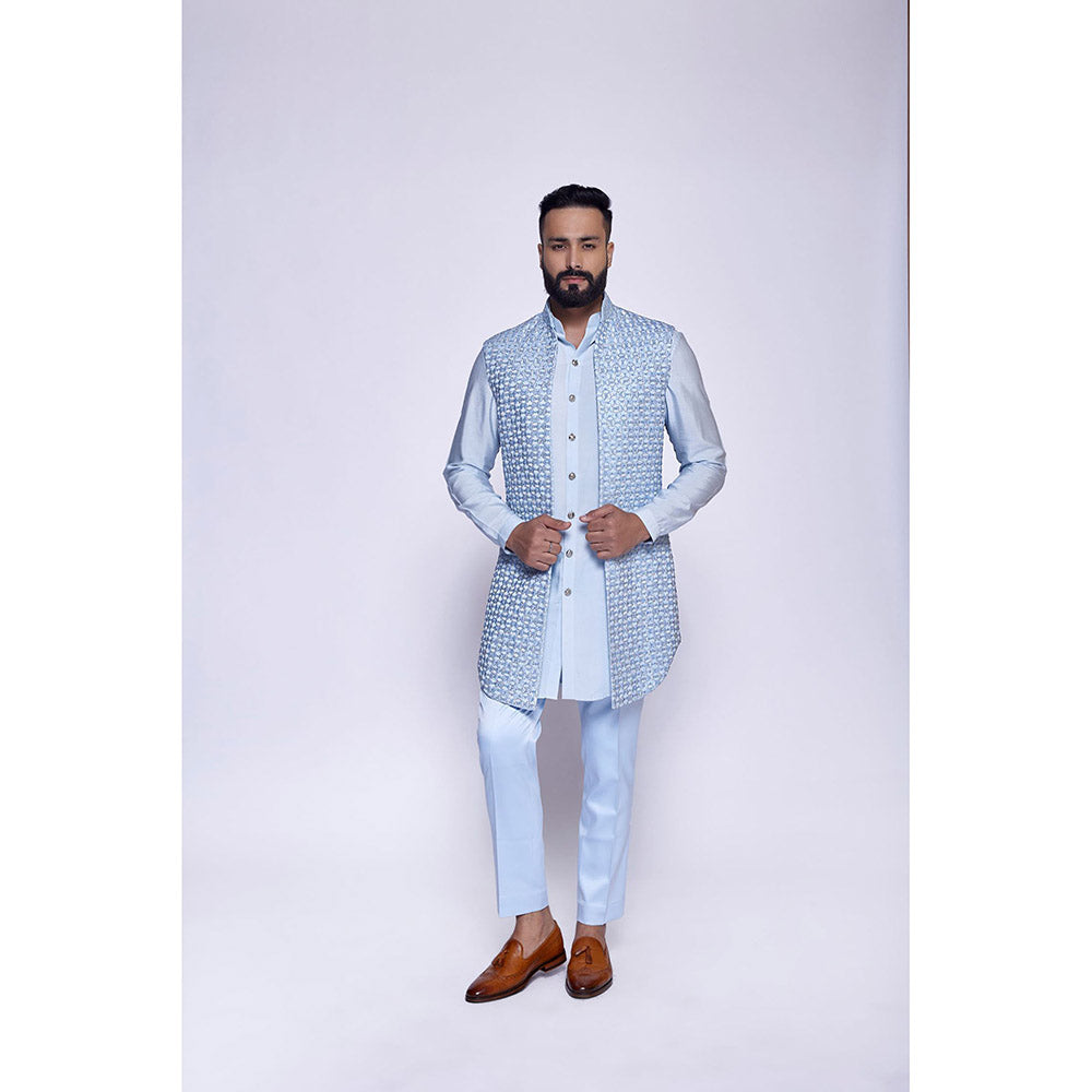 Arjun Kilachand Embroidered Open Long Bundi (Set of 3)