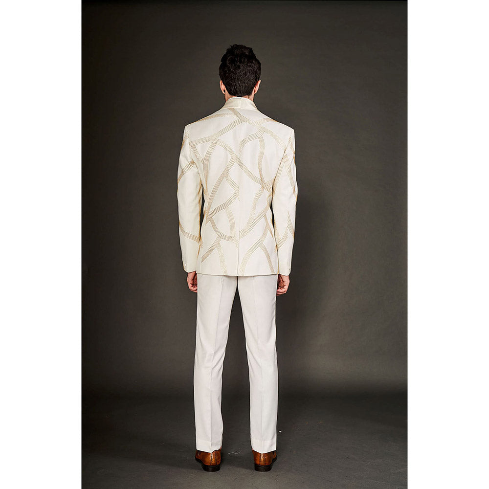 Arjun Kilachand Gold Cut Dana Embroidered Tuxedo (Set of 2)