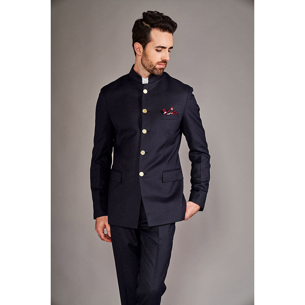 Arjun Kilachand Pinstripe Bandgala Suit (Set of 2)