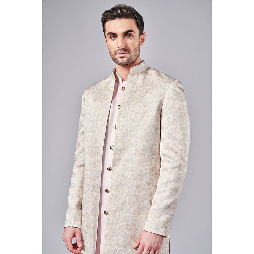 Arjun Kilachand All Over Printed Open Sherwani (Set of 2)