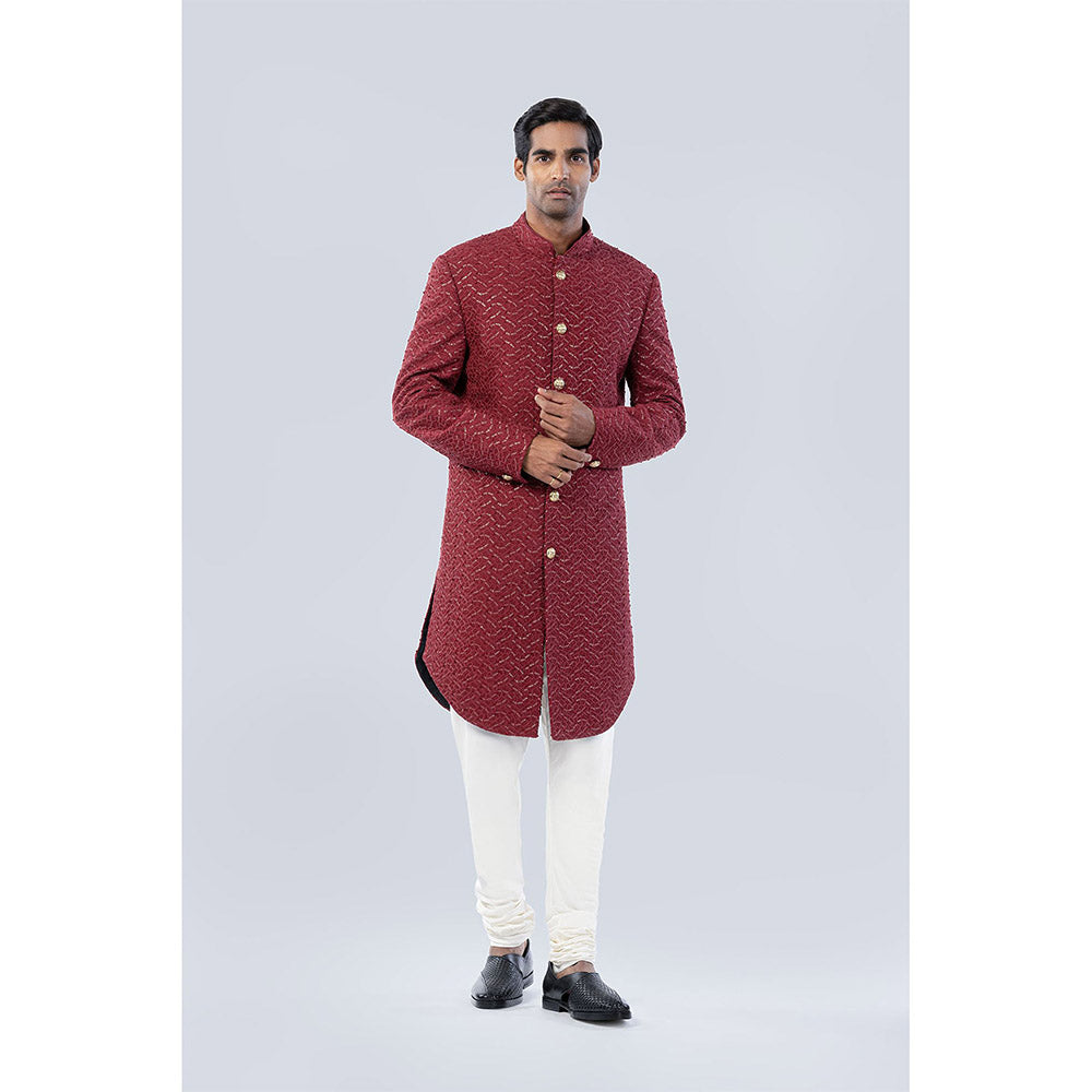 Arjun Kilachand French Knot and Sequins Embellishment Sherwani (Set of 2)