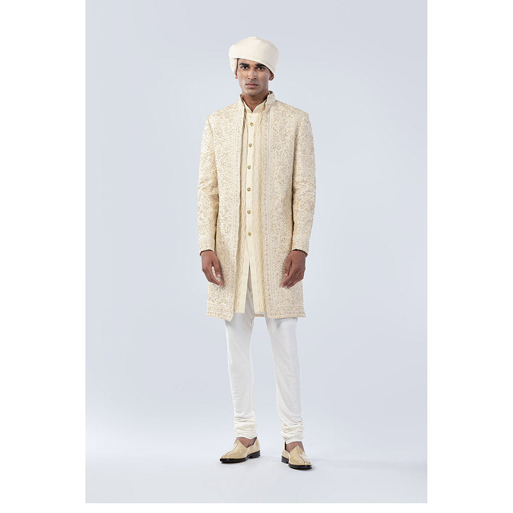 Arjun Kilachand All Over Zardozi Embroidered Open Sherwani (Set of 3)