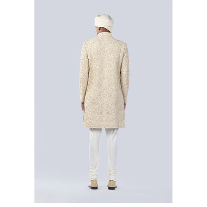 Arjun Kilachand All Over Zardozi Embroidered Open Sherwani (Set of 3)