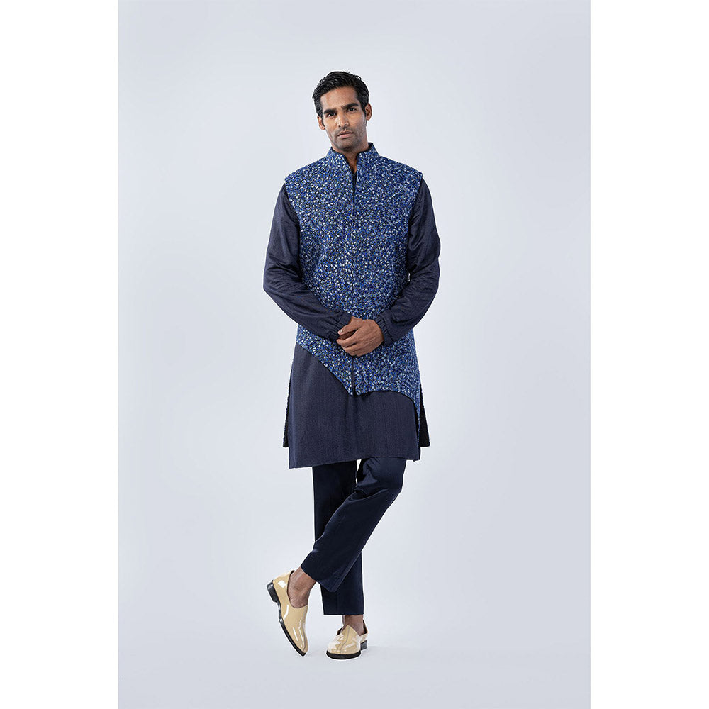 Arjun Kilachand Shaded Threadwork and Bead Embroidered Bundi (Set of 3)