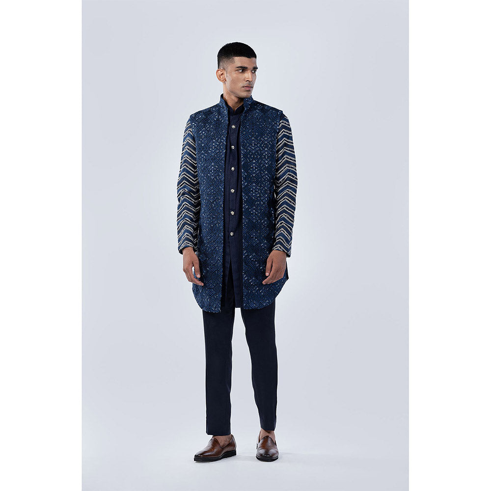 Arjun Kilachand Deconstructed Open Long Bundi (Set of 3)