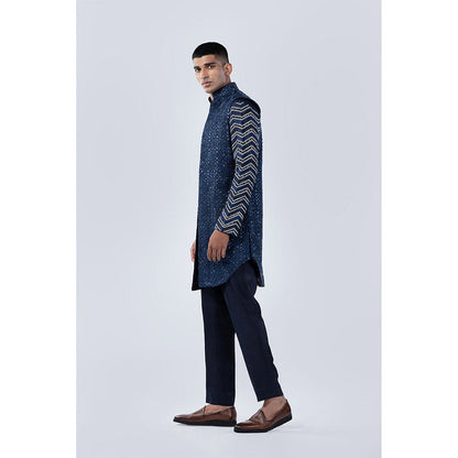 Arjun Kilachand Deconstructed Open Long Bundi (Set of 3)